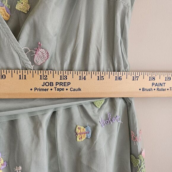 Bloomchic Floral Embroidered Size 12 Green Spring Wedding Bridesmaid Pockets - Picture 13 of 16